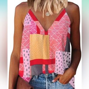 Colorful Strappy V Neck Tank